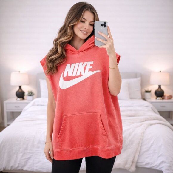 Nike Tops - Nike Solstice Sleeveless Hoodie Ombre Pink Graphic Oversized Pullover Top XL
